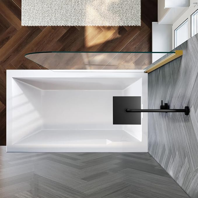 Shower Glass Panel 24" W x 62" H Frameless Bathtub Door Single Fixed Shower - Image 7