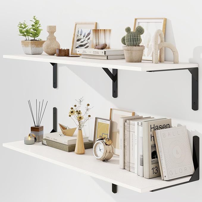 White Floating Shelves 40"W x 12"D, Deep Wall Shelves - Image 4
