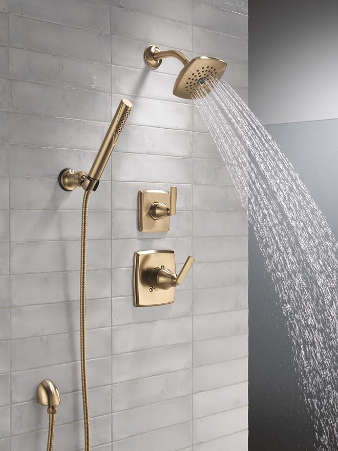 Delta Ashlyn 14 Series Shower Faucet Set, Brushed Gold Shower Head and Handle - Image 2