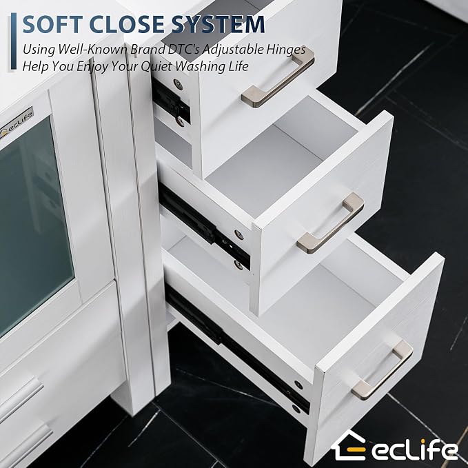 eclife 84" Modern Bathroom Vanity Sink Combo Freestanding Cabinet - Image 4