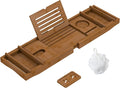 Bamboo Bathtub Tray for Luxury Bathroom, Expandable Premium Bath Tray by ZHUOYUE