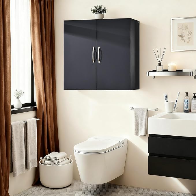 SoBuy Wall Cabinet Laundry Room Kitchen, Over Toilet Storage Cabinet, Medicine - Image 8