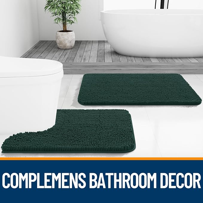 OLANLY Bathroom Rugs 59x24, Extra Soft Absorbent Chenille Bath Rugs, Rubber - Image 7