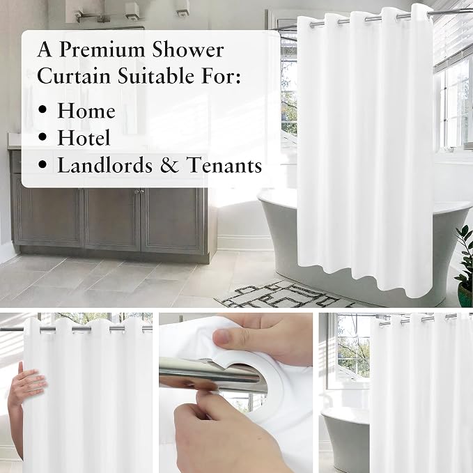 River Dream No Hook Hotel Cloth Shower Curtain Microfiber - Image 3