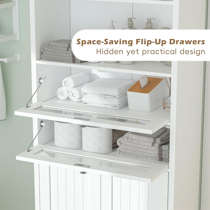 MU 67" Tall Bathroom Storage Cabinets, Modern Linen Cabinet - Image 4