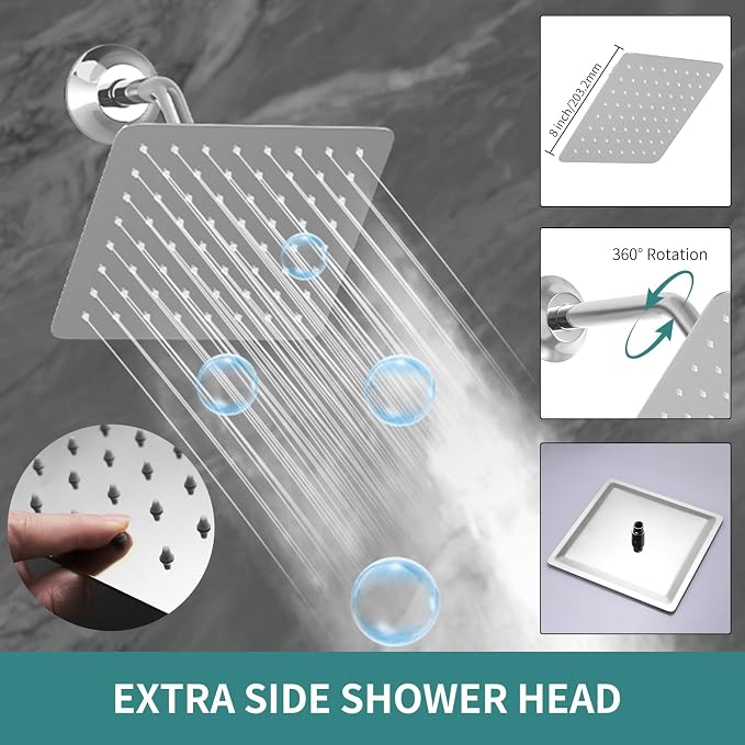 Triple Shower Head Shower System Chrome Full Body Shower System - Image 4