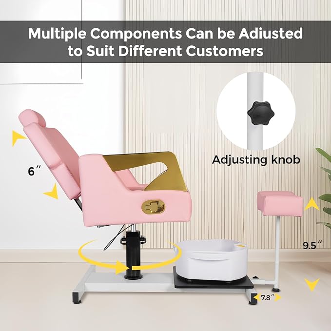 Reclining Pedicure Chair with Stool, Pedicure Station with Foot Massage Basin - Image 2