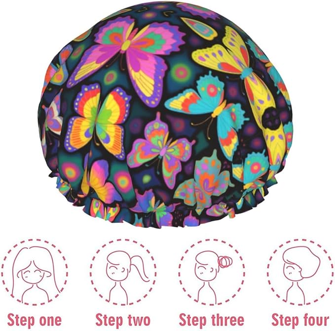 Women Girl Double Waterproof Layers Shower Caps EVA Bathing Hair Hats - Image 7