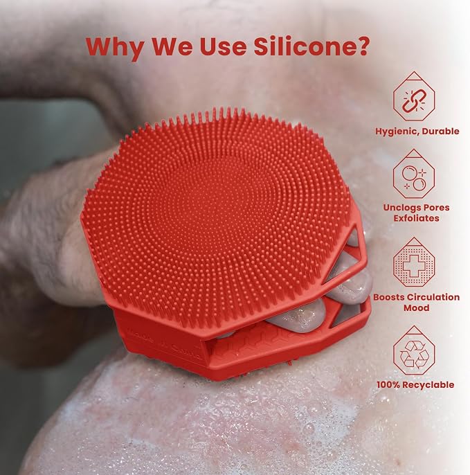 iTokGoK® Premium Silver-Infused 2-in-1 Silicone Body Scrubber, Double-Sided - Image 3