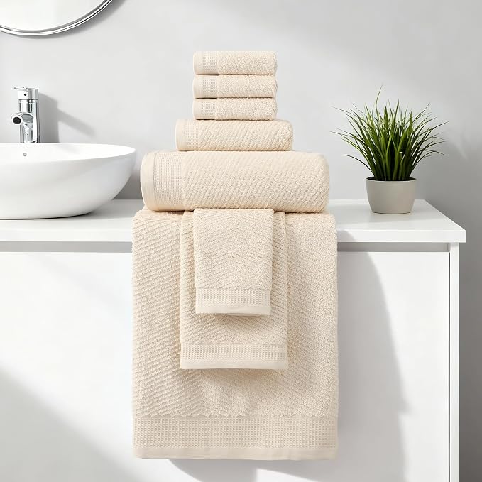 REDKISS Luxury Bath Towel Set of 8, 100% Cotton Bathroom Towels Set - Image 8