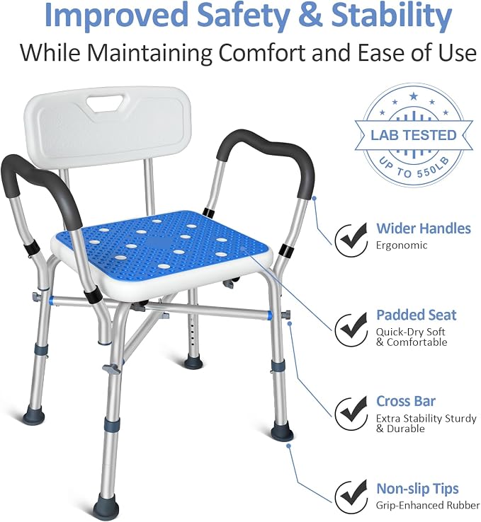KingPavonini Shower Chair for Inside Shower, 550LBs Heavy Duty Bath Chair - Image 6