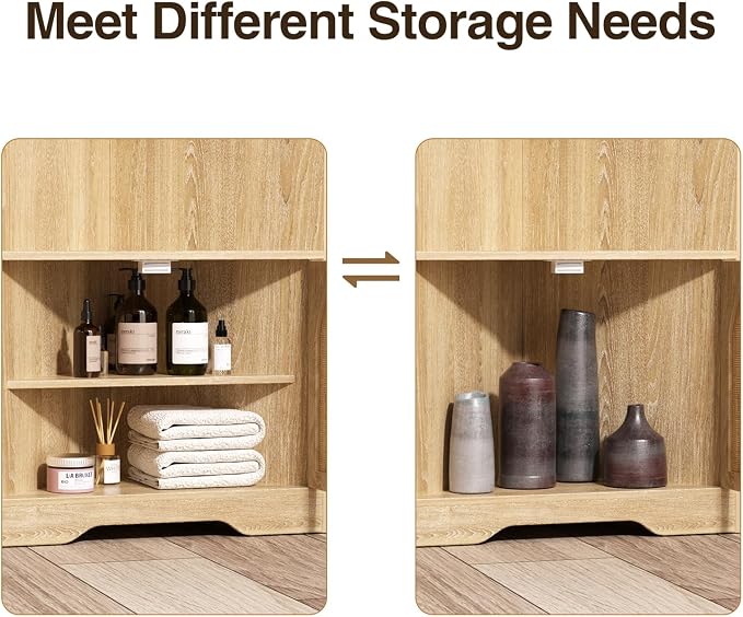 67''H Tall Corner Cabinet with Handmade Rattan Door, Rattan Storage Cabinet - Image 7