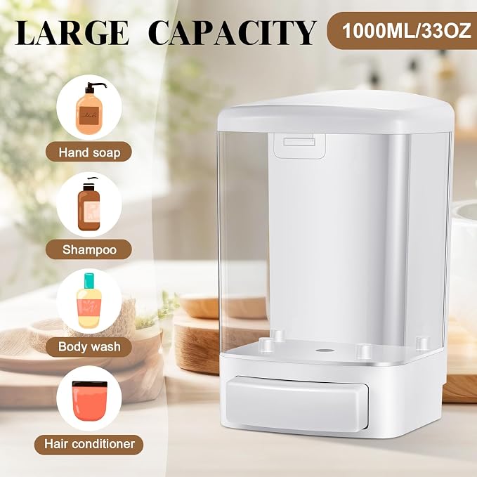 Hushee 4 Pcs Plastic Wall Mounted Soap Dispenser Commercial Manual Soap - Image 4