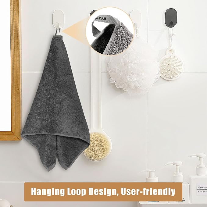 SEMAXE Bathroom Towel Set, 8-Piece Gray Cotton Towels - Image 4