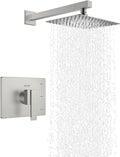 KENES Brushed Nickel 10-Inch Shower Head and Handle Set, Square Shower Faucet by KENESBathroomKitchen