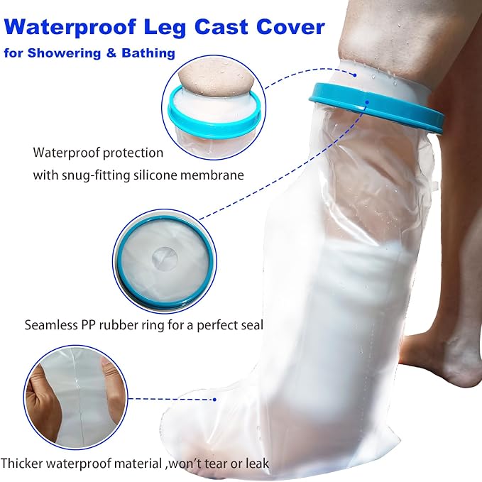100% Waterproof Leg Cast Cover for Showering, Reusable Adult Short Leg Cast - Image 3