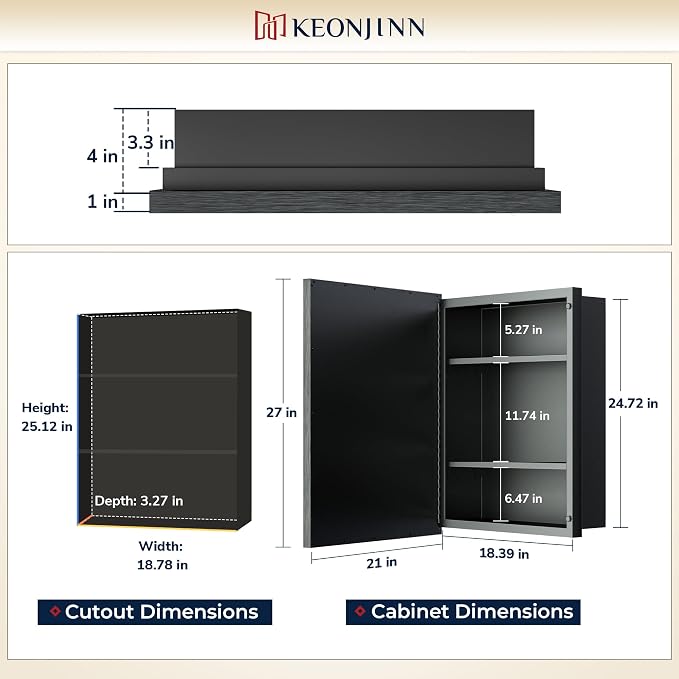 Keonjinn 21" x 27" Medicine Cabinet - Image 3