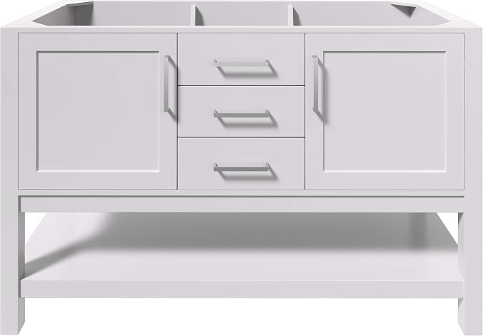 ARIEL 54" White Bathroom Vanity Base Cabinet, 2 Soft Closing Doors and 6 by Ariel