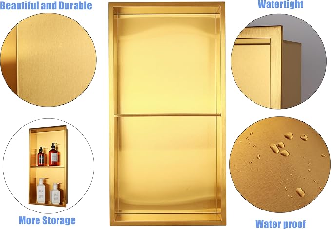 Non Tile Tube Niche Boxes for Showers, Bathroom Niche Double Shelves, Stainless - Image 6