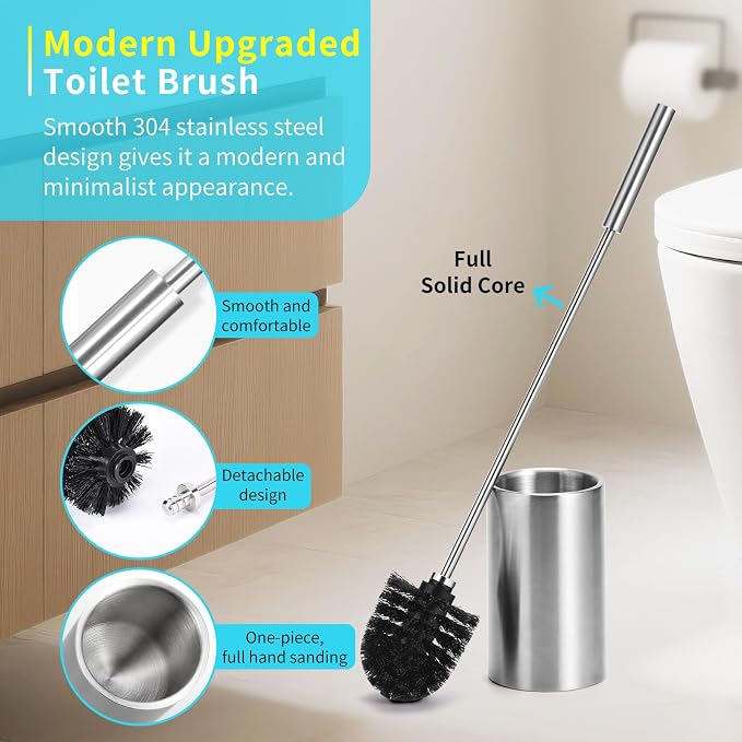 Toilet Bowl Brush and Holder Solid Long Handle Toilet Brush - Image 3