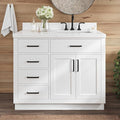 ARIEL Hepburn 42 Inch Single Sink Bathroom Vanity in White, 1.5" Edge Carrara by Ariel