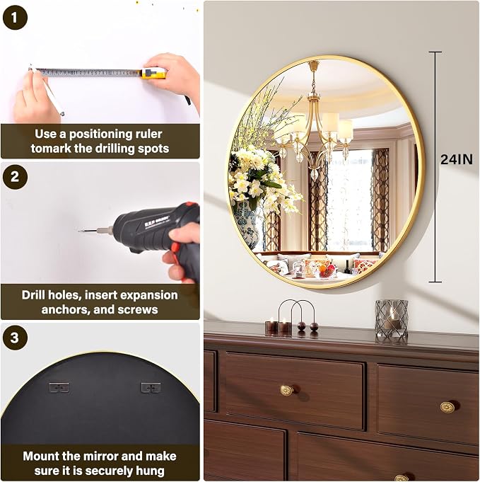 24 Inch Round Mirror - Image 6
