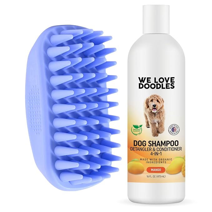We Love Doodles Pet Rubber Bath Brush and Dog Shampoo by WeLoveDoodles