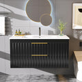 36" Bathroom Vanity with Sink, Floating Vanity Bathroom Sink Cabinet Wall Mount by Buytime