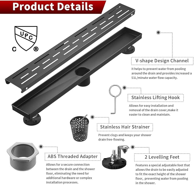 Sharp-tec Linear Shower Drain, 36 inch Shower Drain - Image 5