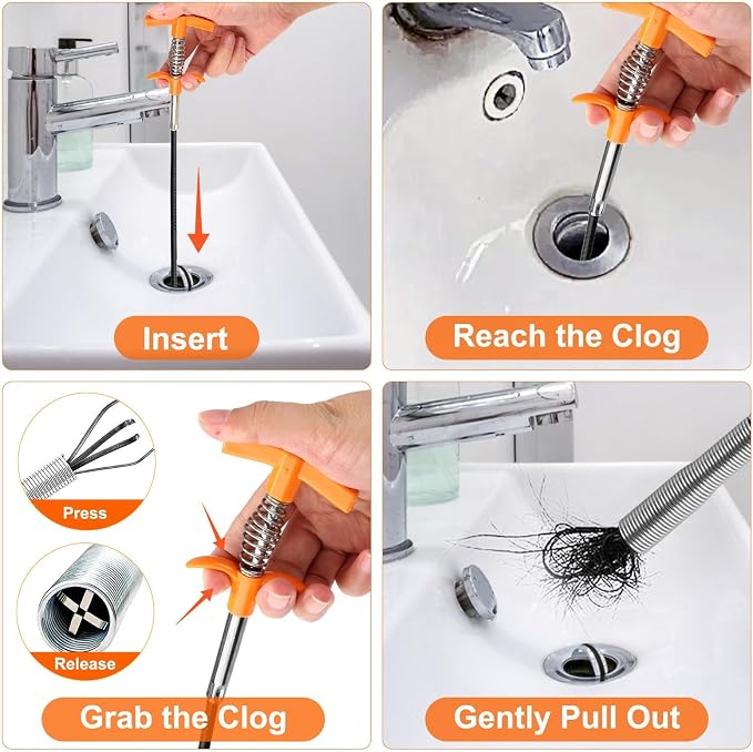 63 In Drain Snake Hair Drain Clog Remover Tool, Sink Drain Cleaner - Image 5