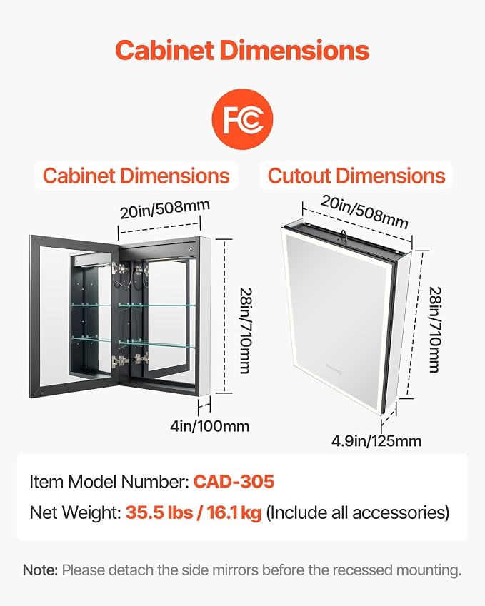 VEVOR Lighted Medicine Cabinet - Image 2