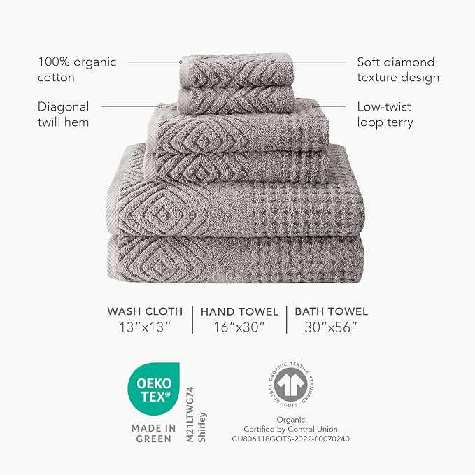 Texere 100% Organic Cotton Jacquard Towel Sets - Image 4