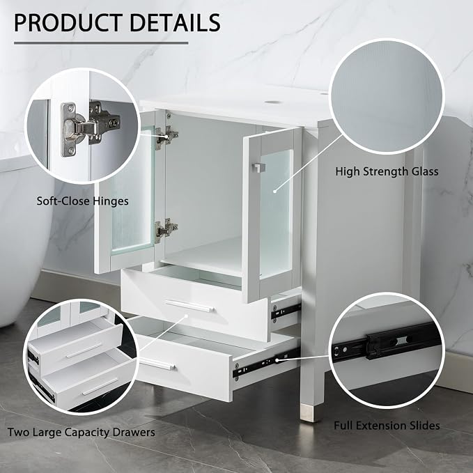 LUCKWIND 48" Bathroom Vanity Sink Combo, 24 Inch Main Cabniet - Image 5
