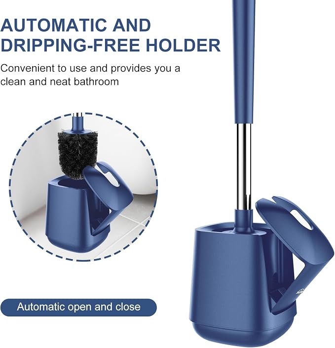 SetSail Toilet Brush and Holder 4 Pack, Self Closing Lid Toilet Bowl Brushes - Image 4