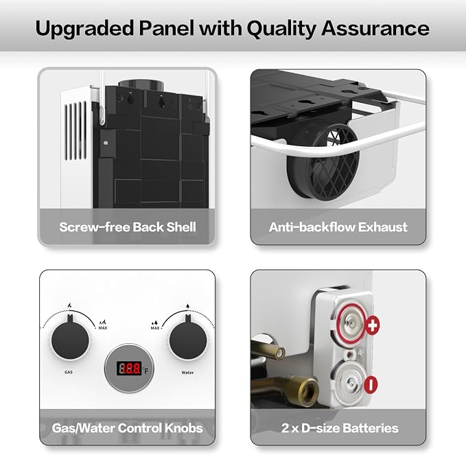 Propane Water Heater, 1.58GPM 6L Portable Tankless Water Heater - Image 5