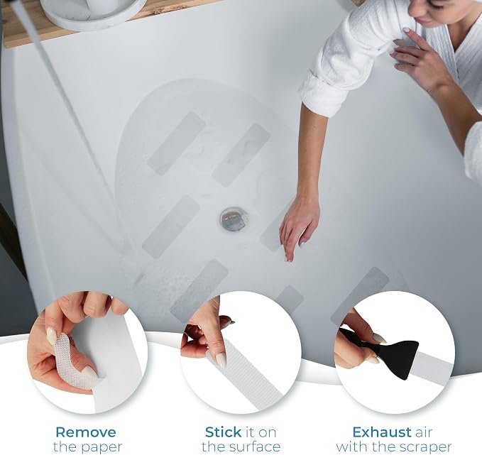 Anti Slip Shower Stickers 24 PCS, Invisible Non-Slip Shower Strips - Image 2