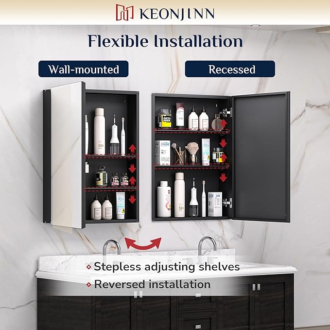 Keonjinn 48 x 26 Inch Medicine Cabinet, Assembly Required, Lightweight - Image 5