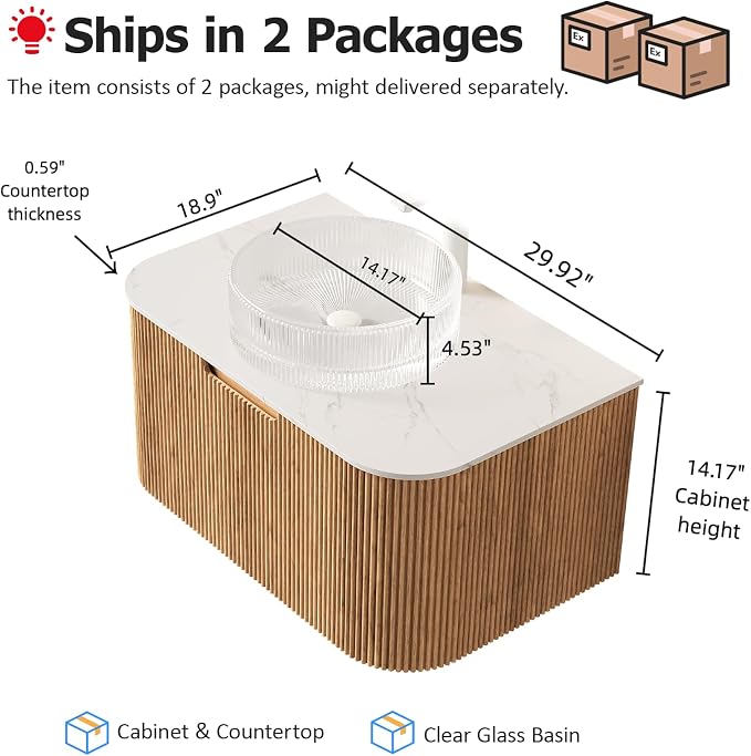 30 inch Bathroom Vanity with Sink, Floating Bathroom Cabinet with Ultra-Thin - Image 2