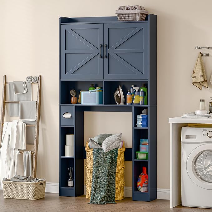 Over The Toilet Storage Cabinet, Farmhouse Toilet Cabinet Rack - Image 5
