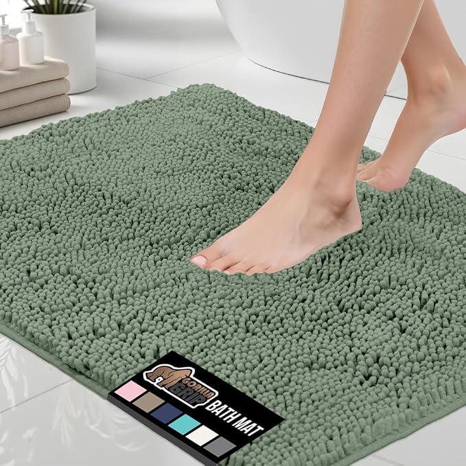 GORILLA GRIP Bath Rug Mat 60x17, Soft Absorbent Chenille, Quick Dry Microfiber by GorillaGrip