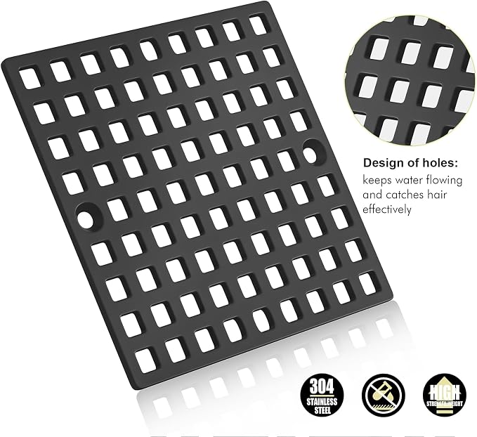 2PC 3-7/8" Matte Black Shower Drain Cover - Image 4