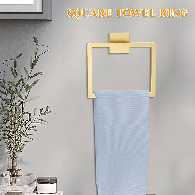 10 Pieces Brushed Gold Towel Bar Set Bathroom Hardware Accessories Set Upgraded - Image 4