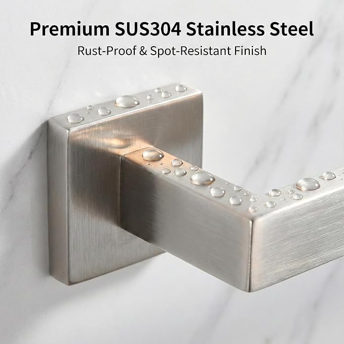 5 Piece Bathroom Hardware Set Brushed Nickel, SUS304 Stainless Steel Towel Bar - Image 7