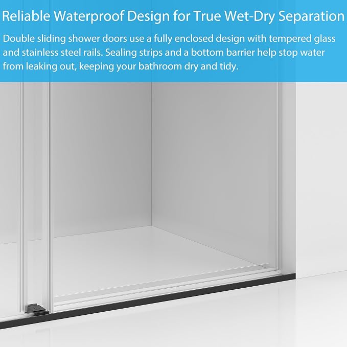 Stainless Steel Sliding Shower Door, 56-60" Adjustable Width x 74" Height - Image 4