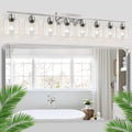Modern Brushed Nickel 8 Light Bathroom Light Fixtures, 52 inch Vanity Lights by FAISHILAN