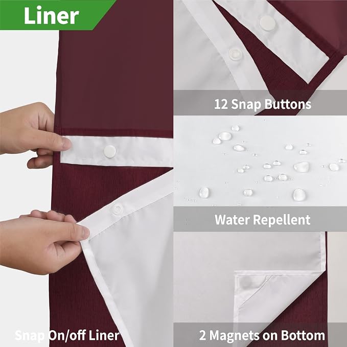 Extra Long No Hooks Needed Linen Textured Shower Curtain - Image 5