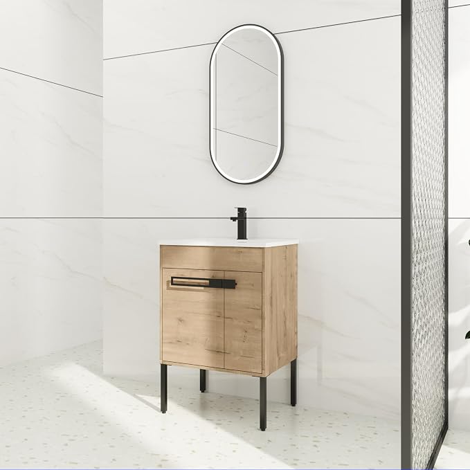 24 inch Bathroom Vanity with Sink, Single Sink Modern Mid Century Bathroom - Image 2