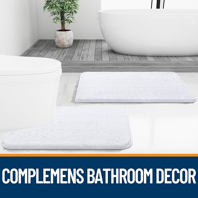 OLANLY Bathroom Rugs 70x46, Extra Soft Absorbent Chenille Bath Rugs, Rubber - Image 7