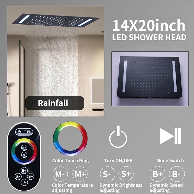 Digital Display Shower Faucet Set Matte Black Shower System - Image 4