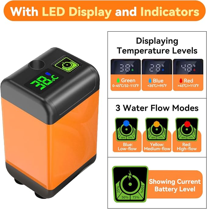 Portable Camping Shower, 7800mAh Rechargeable Outdoor Shower Kit - Image 3